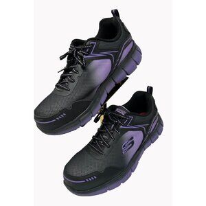 Skechers Women's 9.5 Slip-Resistant Work Shoes Flex-Sole Black Purple